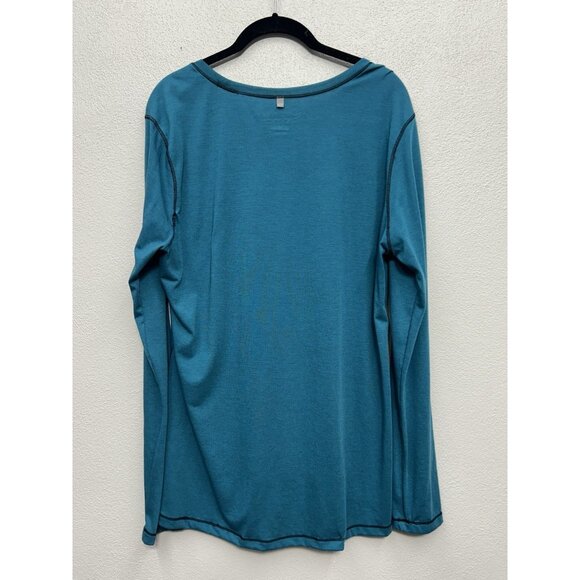 Fox Racing Active Long Sleeve Tech Shirt Womens XL Blue Logo Stretch READ - Picture 2 of 3